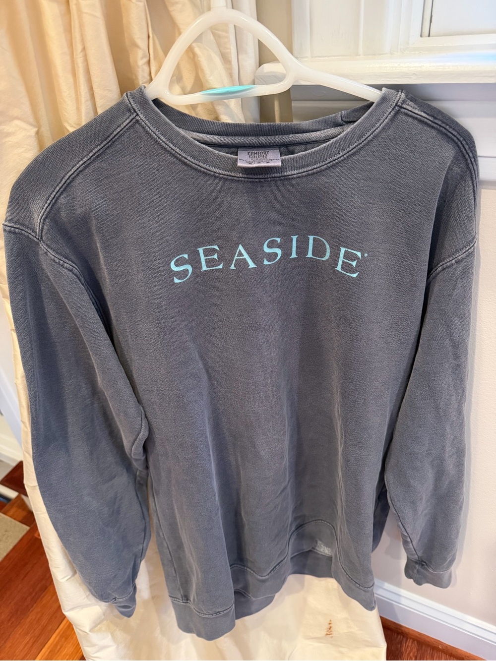 Seaside Logo Crewneck Sweater - Washed Slate Blue M VGUC